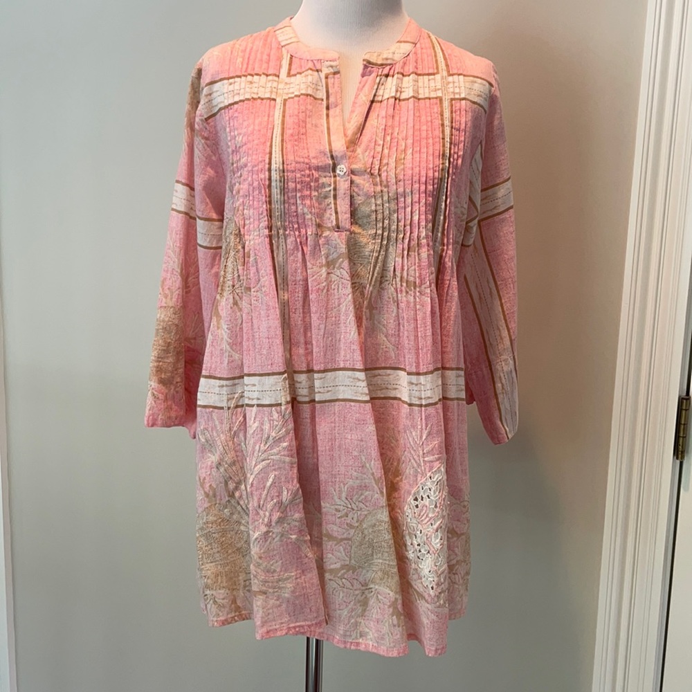 ANTICA SARTORIA top tunic embroidery sea life lace